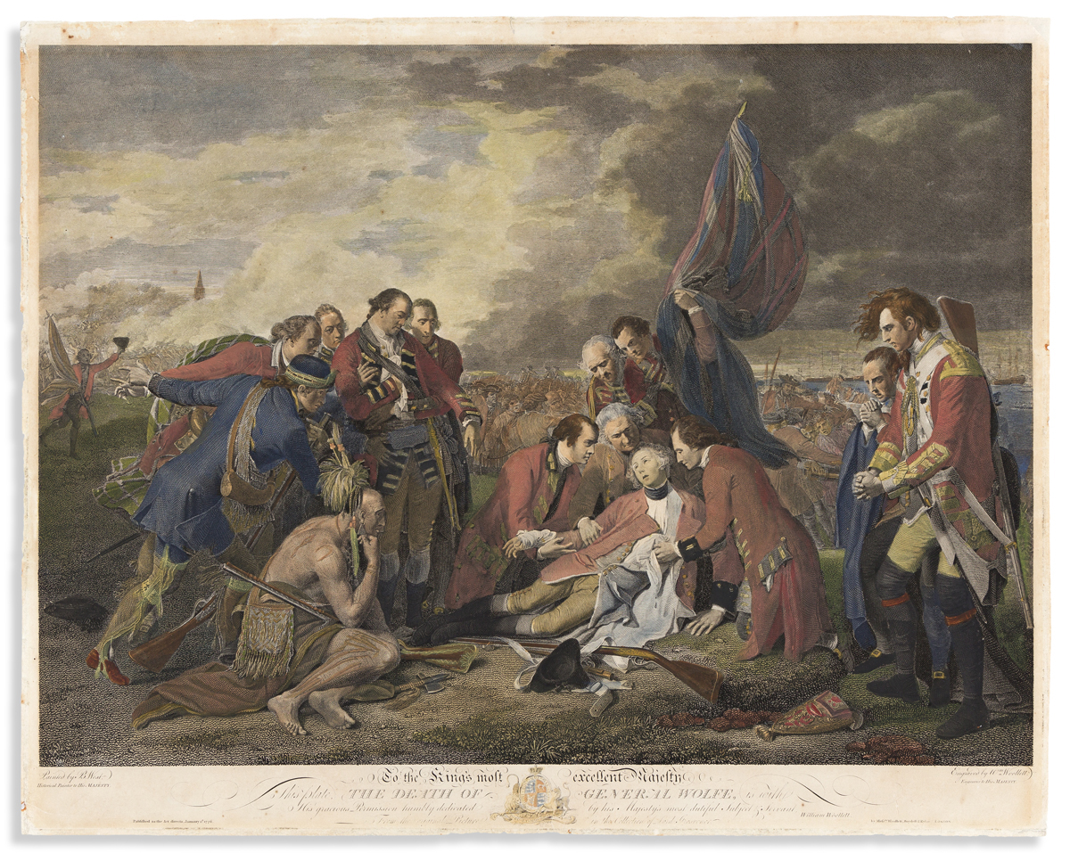 (FRENCH & INDIAN WAR.) William Woollett, engraver; after West. The Death of General Wolfe.